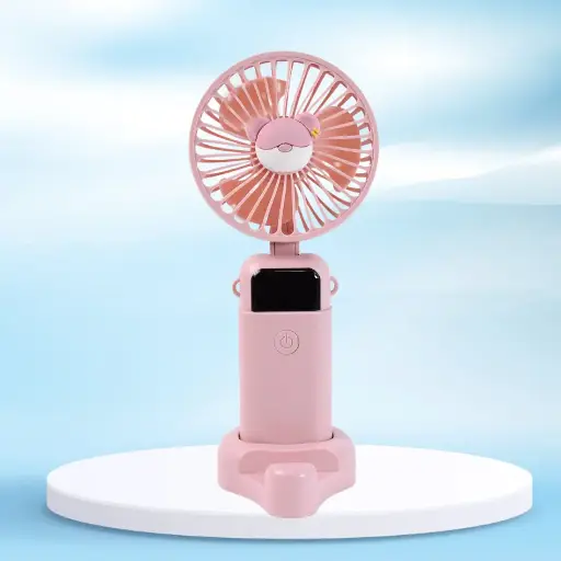 Mini USB Charging Fan with Percentage Display, 5 Speed Modes, and Mobile Stand